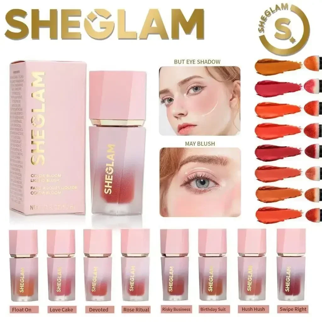 Sheglam Blush Liquido Guancia Fard Occhi e labbra Trucco Fard Stick Gel Crema Cosmetici multiuso impermeabili con spugna