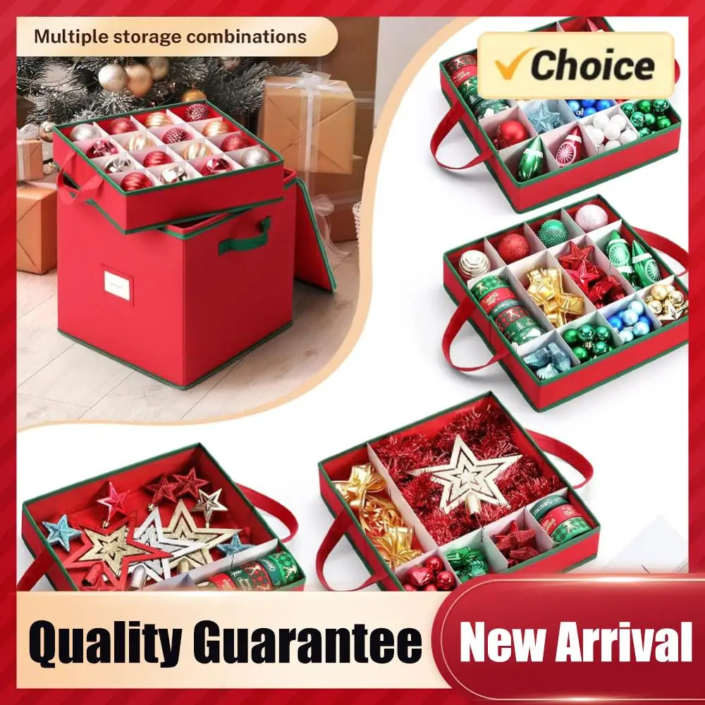 

Christmas Ornament Storage Box with Adjustable Dividers 4 Removable Trays Xmas Decoration Storage Box Fits 64 Holiday Ornaments