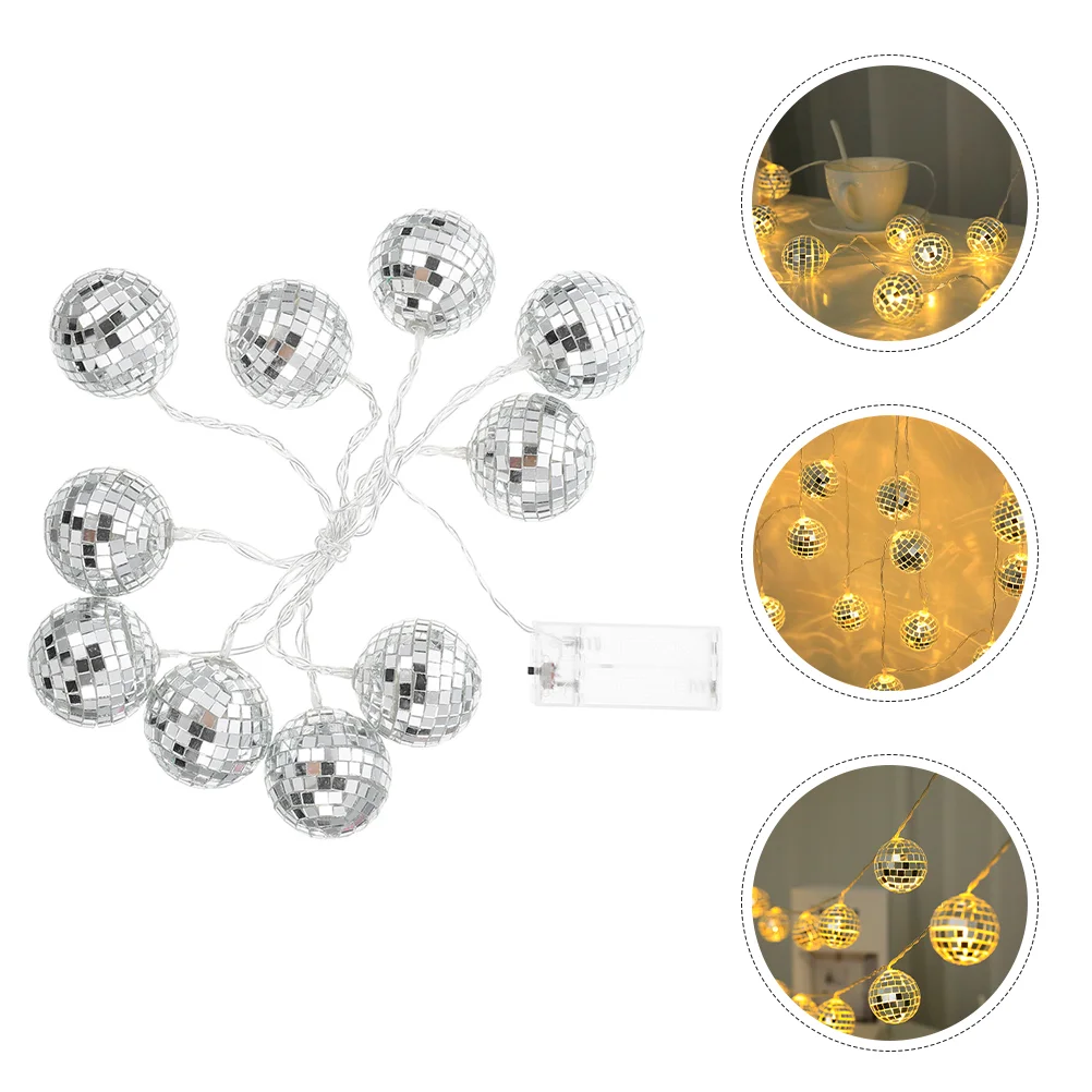 

10 LED Mirror String Lights Warm White 1.8M Glass Disco Decorative Light Chain for Home Party Christmas Tree Wall Window