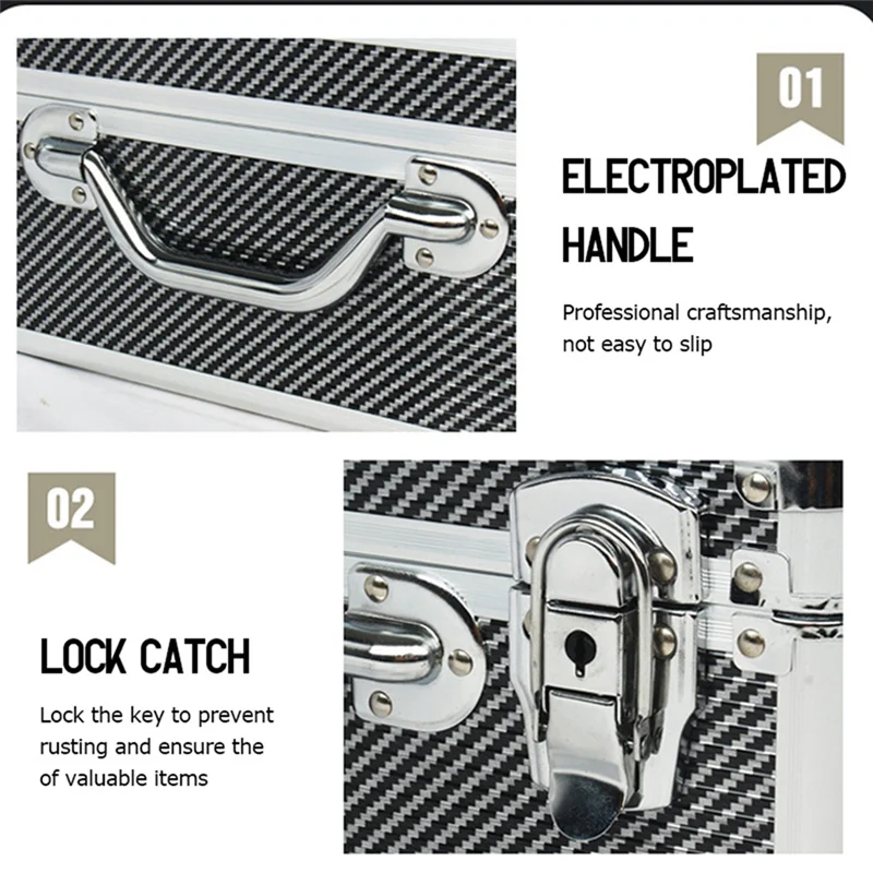 

Carbon Fiber Tool Box Aluminum Tool Case Suitcase Equipment Hard Carry Bag Instrument Hard Case Portable Toolbox Easy Install B