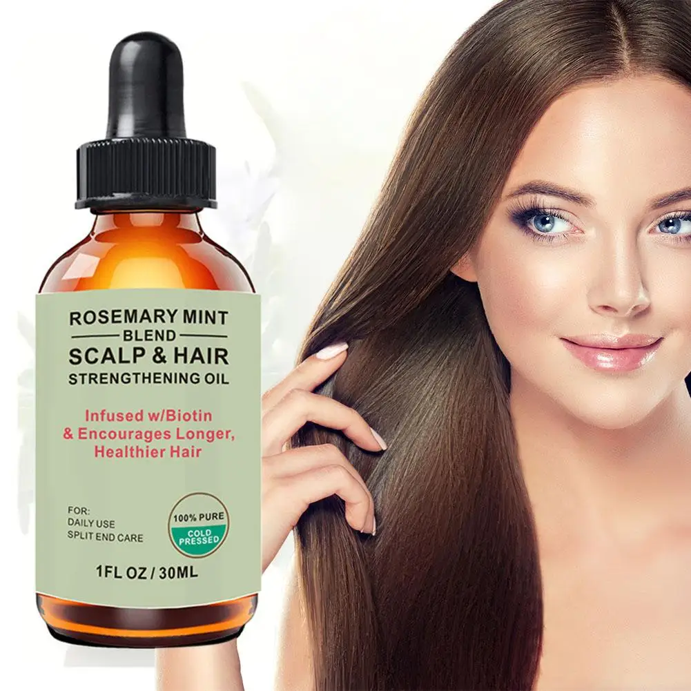 Essential Oil Rosemary Mint Hair Strengthening Oil Nourishing Treatment For Split Ends Dry Organics Hair Care Oil O9E5