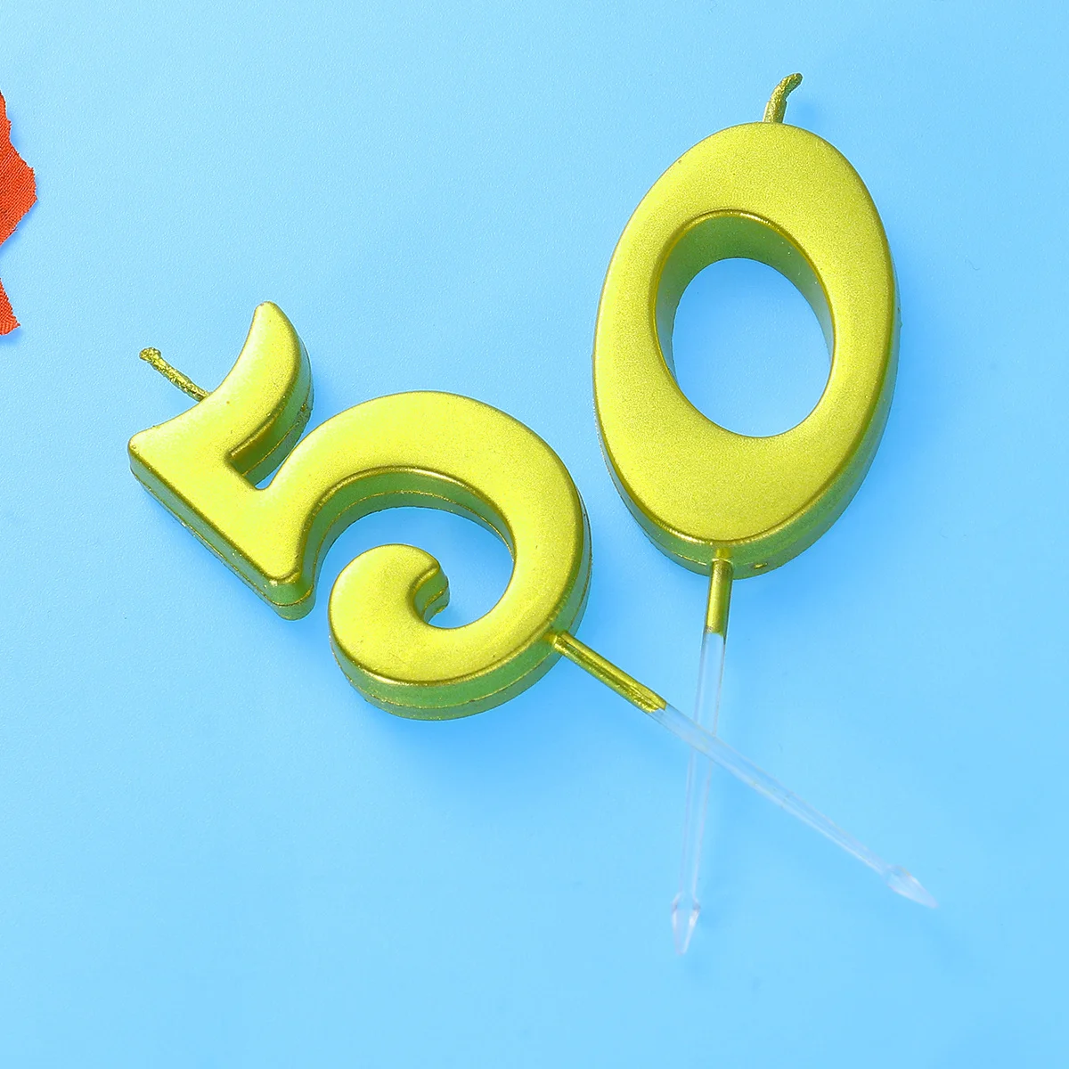 2 قطعة 50 شموع عيد الميلاد الذهبية عدد كعكة توبر صديقة للبيئة الشمع لحفل الزفاف الذكرى ديكور كعكة عدد الشموع #1