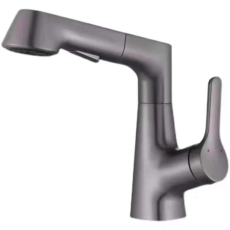 

Hot and cold pull-out washbasin basin single hole lifting and retractable rotating faucet