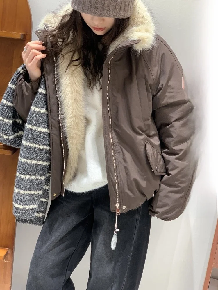 

Feita Sli Retro Thiened Casual Stand Collar down Jaet Coat Warm Faionable Women's Winter Coat Long Sve Zipper