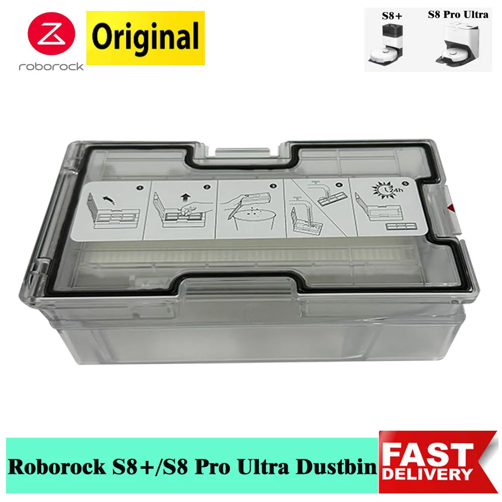 Original Roborock S8 Pro Ultra Dustbin Accessories for Roborock S8+ Robot Vacuum Cleaner Ultron S Plus Dust Collector Box Parts