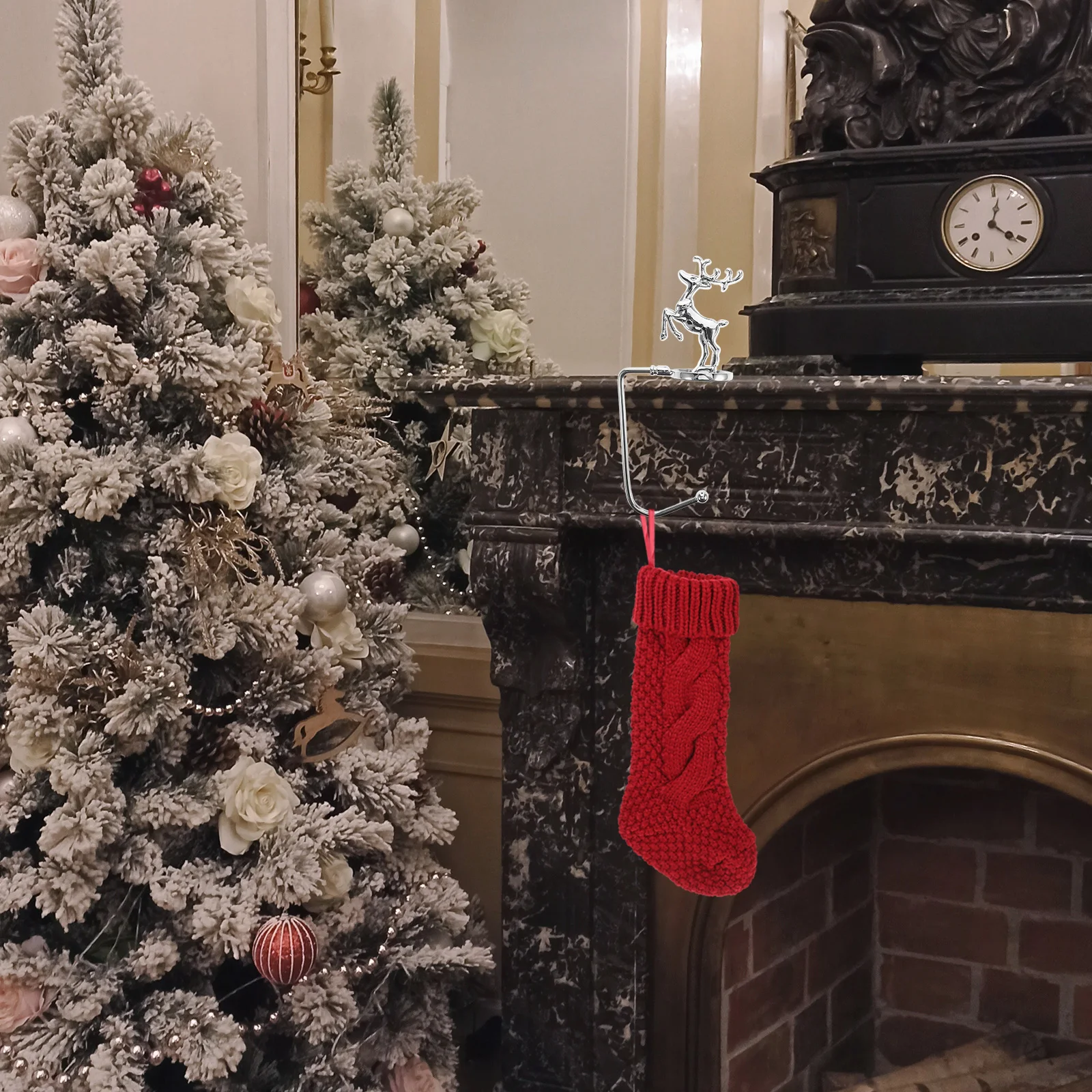 

Heavy Duty Iron Mantel Stocking Holder Christmas Fireplace Hook for Hanging Stockings Garland Clips Xmas Decor