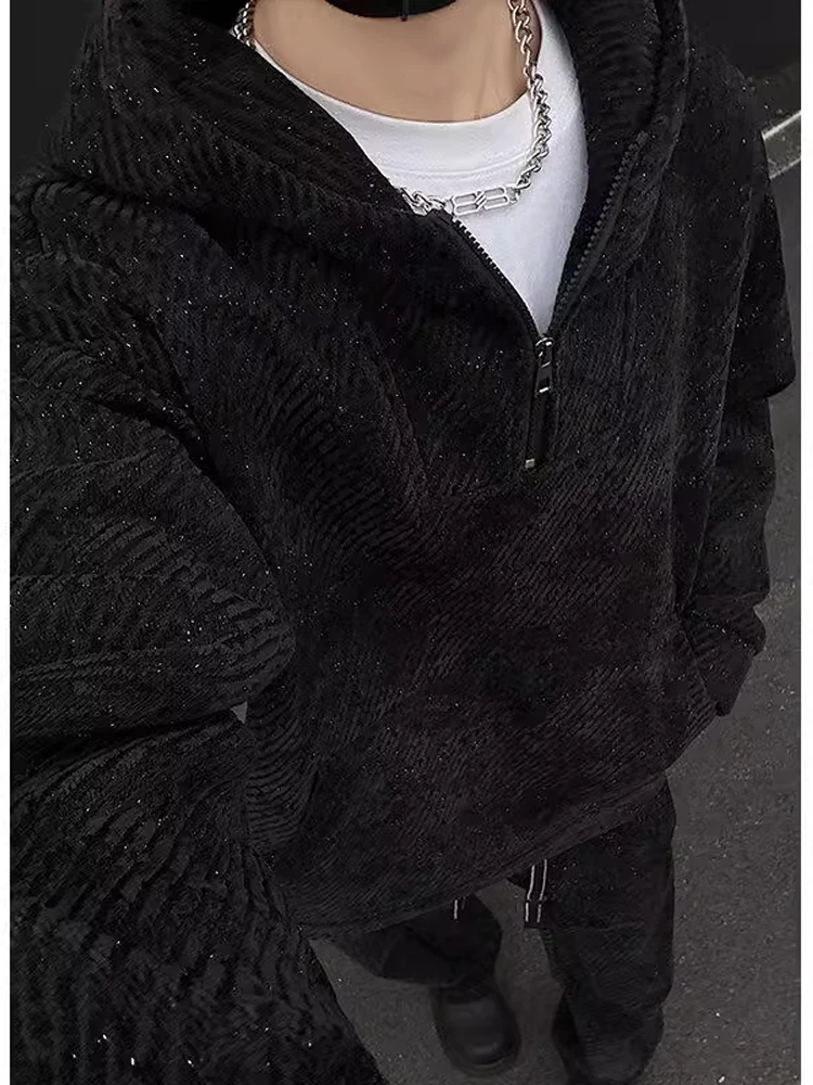 Conjunto de suda con capucha de lana uesa para hombre, ropa deportiva informal, moda juvenil de otoño invierno, aodón...