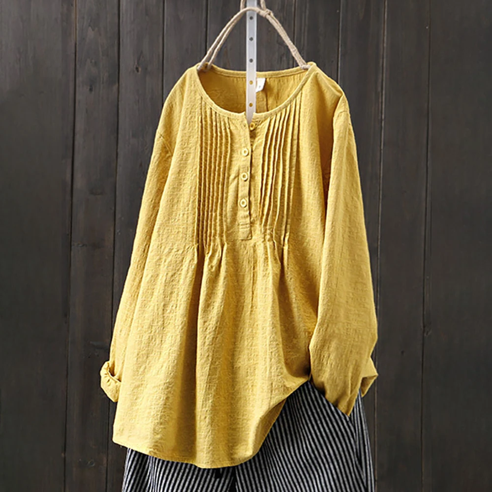 Cotton Linen Oversize T-shirt For Women Loose Blouse Vintage Pullover Shirts Tees Y2K Tops Elegant Summer Female Clothing