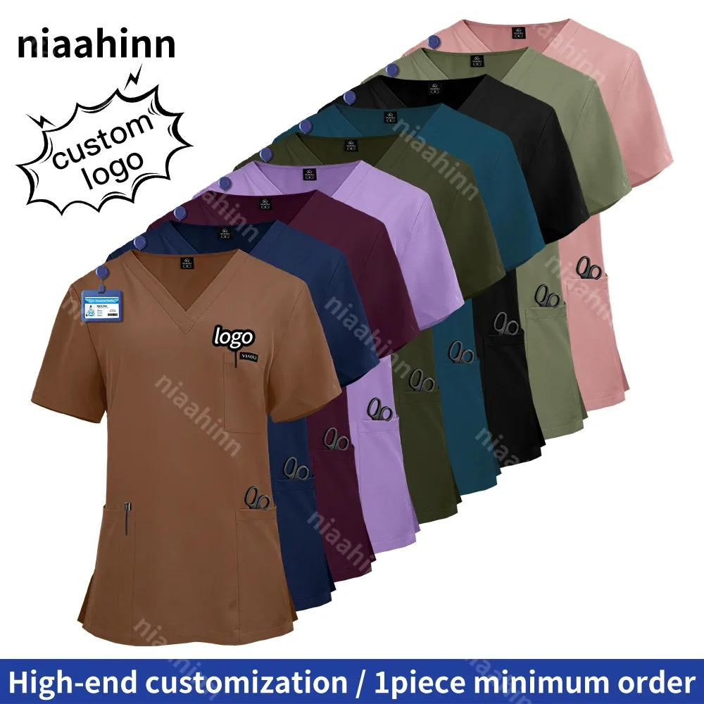 Unisex Medical Workwear Can Customized Logo Dentist Overalls Nurse Uniforms Men Nurse Clothes Doctor Costume Nurse Scrub Uniform