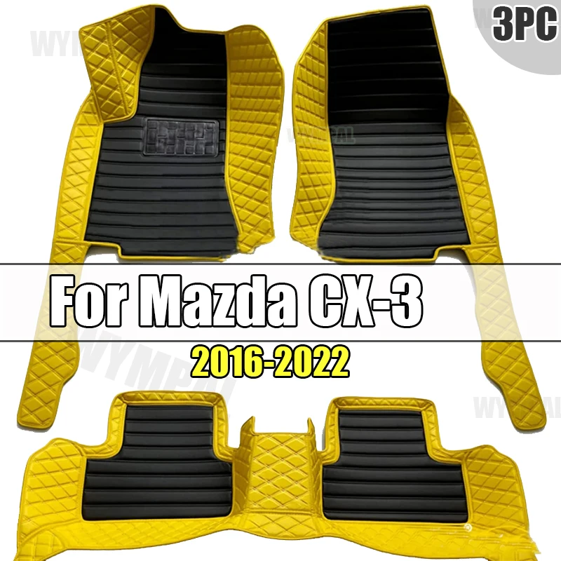 Car Floor Mats For Mazda CX-3 CX3 DK 2016~2022 Leather Luxury Mat Protective Rug Carpet Set Auto Interior Parts Car Accessories