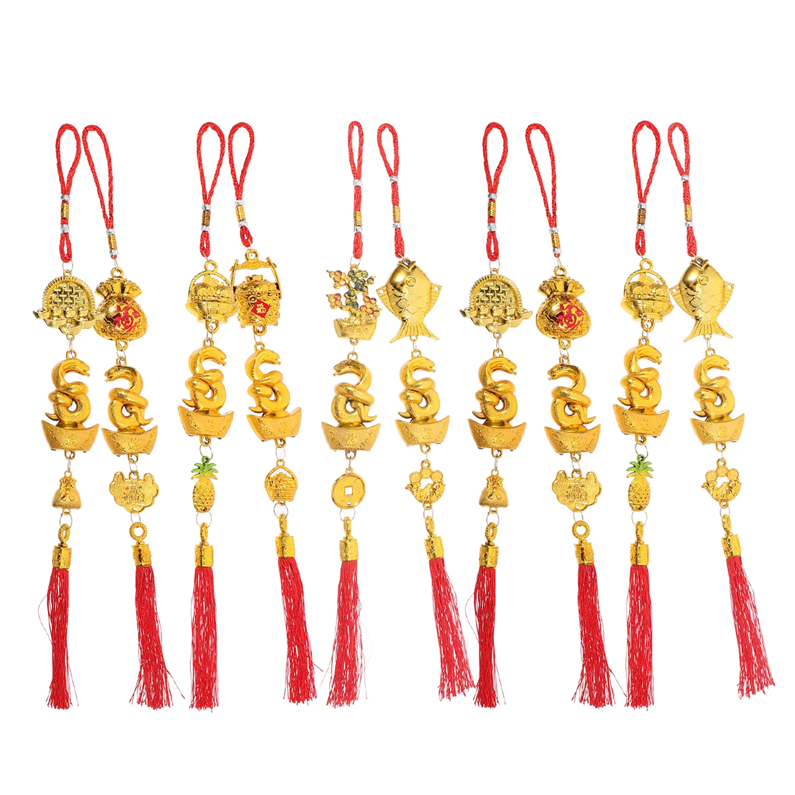 

10 Pcs Chinese New Year Pendant Snake Decor Hanging Ornament Festival Supplies Spring Decorations Car Tree Door Window Outdoor