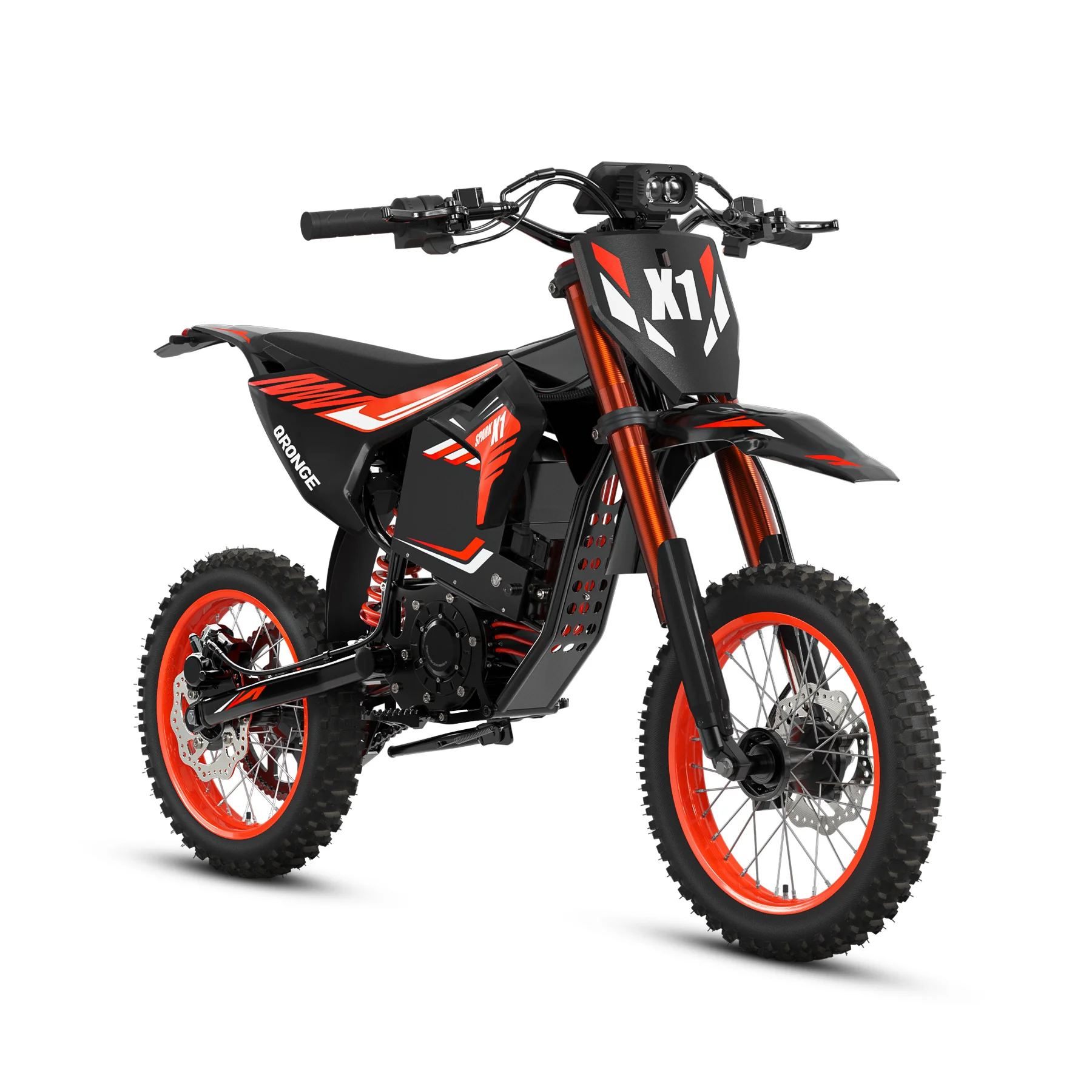 QRONGE X1 Spark Electric Dirt Bike 4500W Peak&Up to 60 Miles 50MPH 60V 28.8Ah Battery E-Bike 14"/12" Fat Tire Electric Motorcycle for Mountain Off-Road Teens Adults + 1 Year Warranty