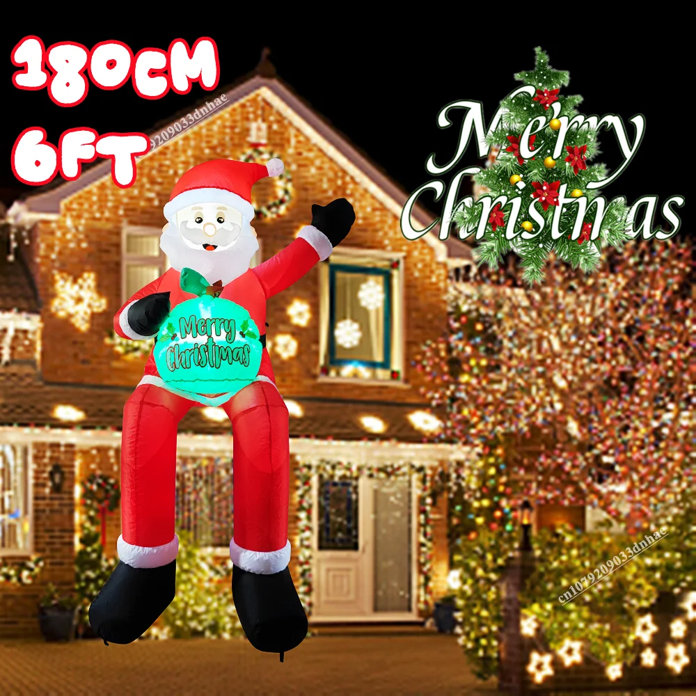 

Christmas Inflatables Outdoor Decorations, Xmas Inflatable Sitting Elf/Snowman/Santa Claus Yard Decorations Bliud-in LED Lights