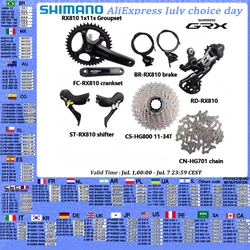 Shimano GRX RX810 RX812 1X11s Groupset 170mm 172.5mm 40/42T Crank RX810 Shifter 34T 42T Cassette Chain Road Bike Disc Brake Suit