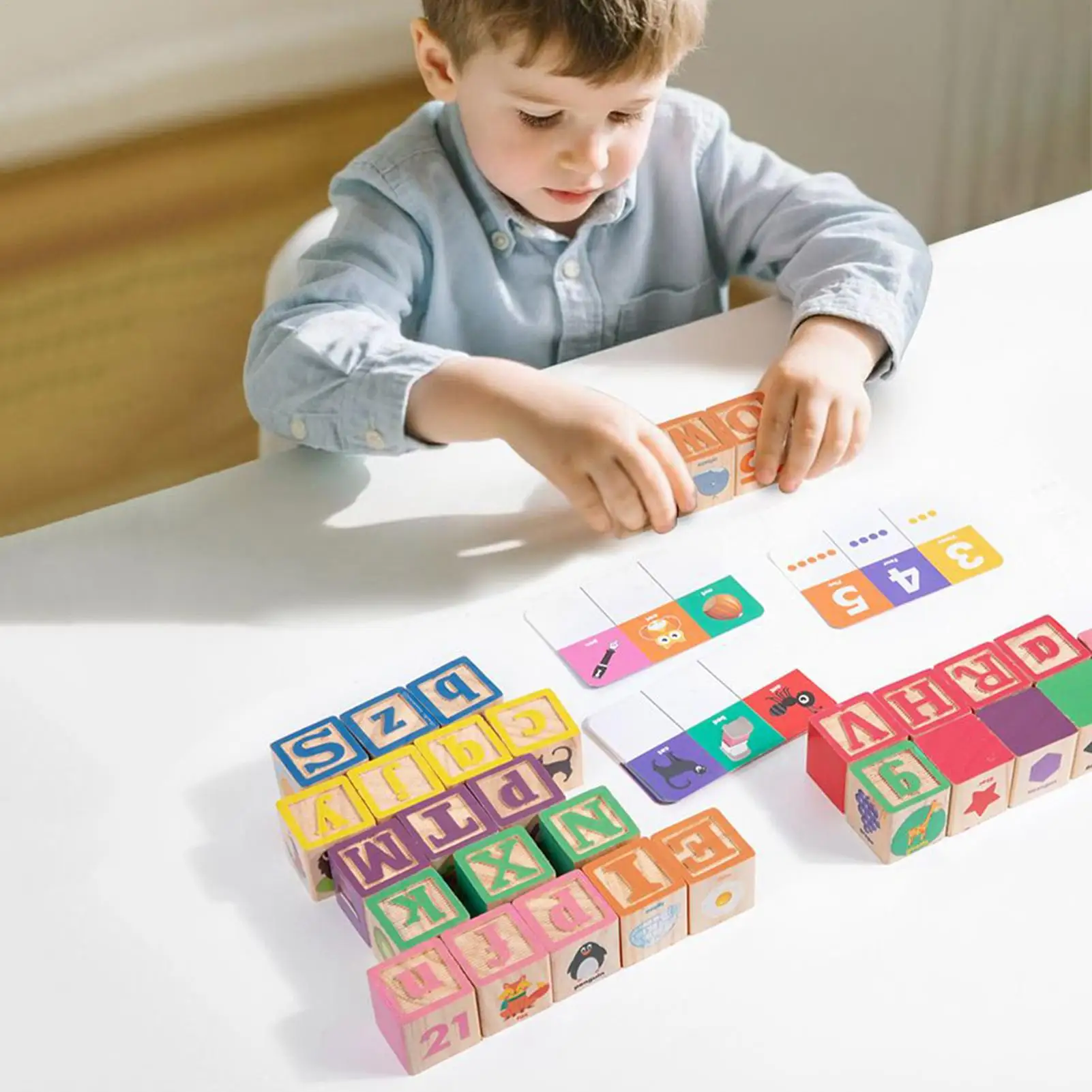 Alphabet Blocks For Toddler Wooden Educational Toys Kids Animal Matching Stacking Blocks For Toddler Girls Kids Kindergarten