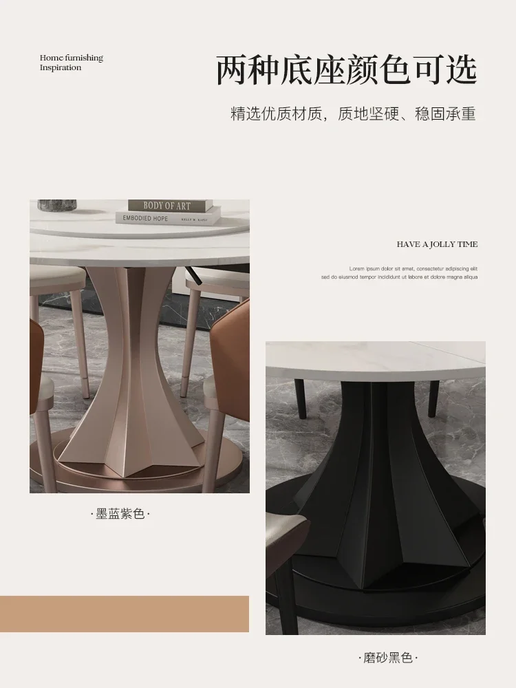 Light Luxury Rotating Stone Plate Dining Table Retractable Dining Table Folding round Table