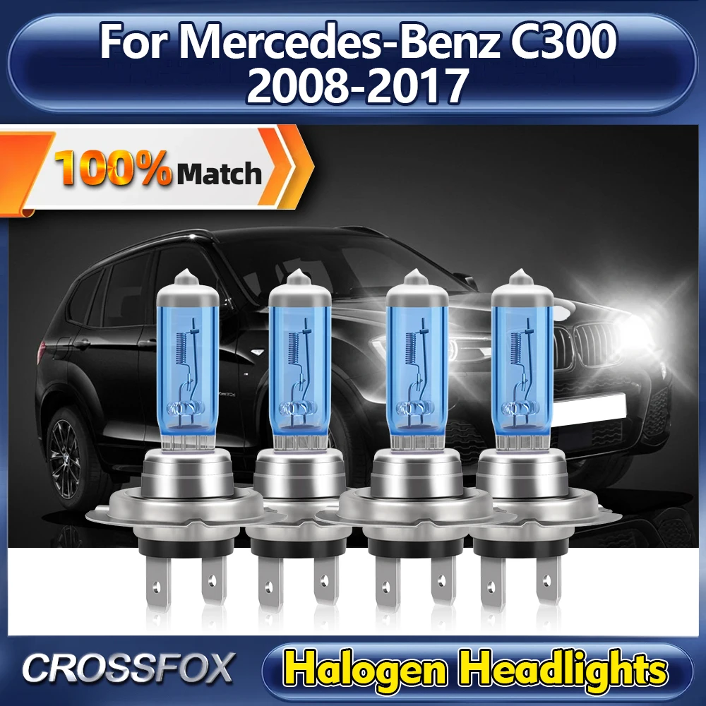 

6000K Super White Halogen Headlight Bulbs 200W High Power Car Headlamps 12V For Mercedes-Benz C300 2008-2013 2014 2015 2016 2017