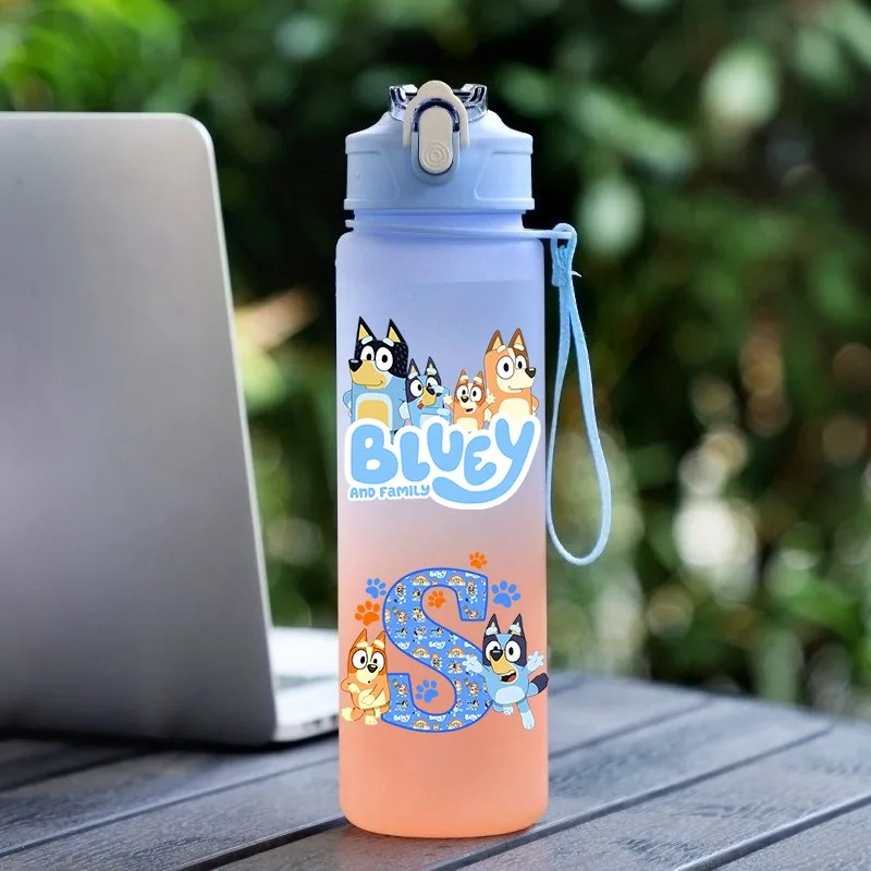 

750ml Blueyed Letter A-Z Water Bottle with Straw Boys Kawaii Outdoor Sports Cup Kids School Travel Kettle Children Mug Gift New