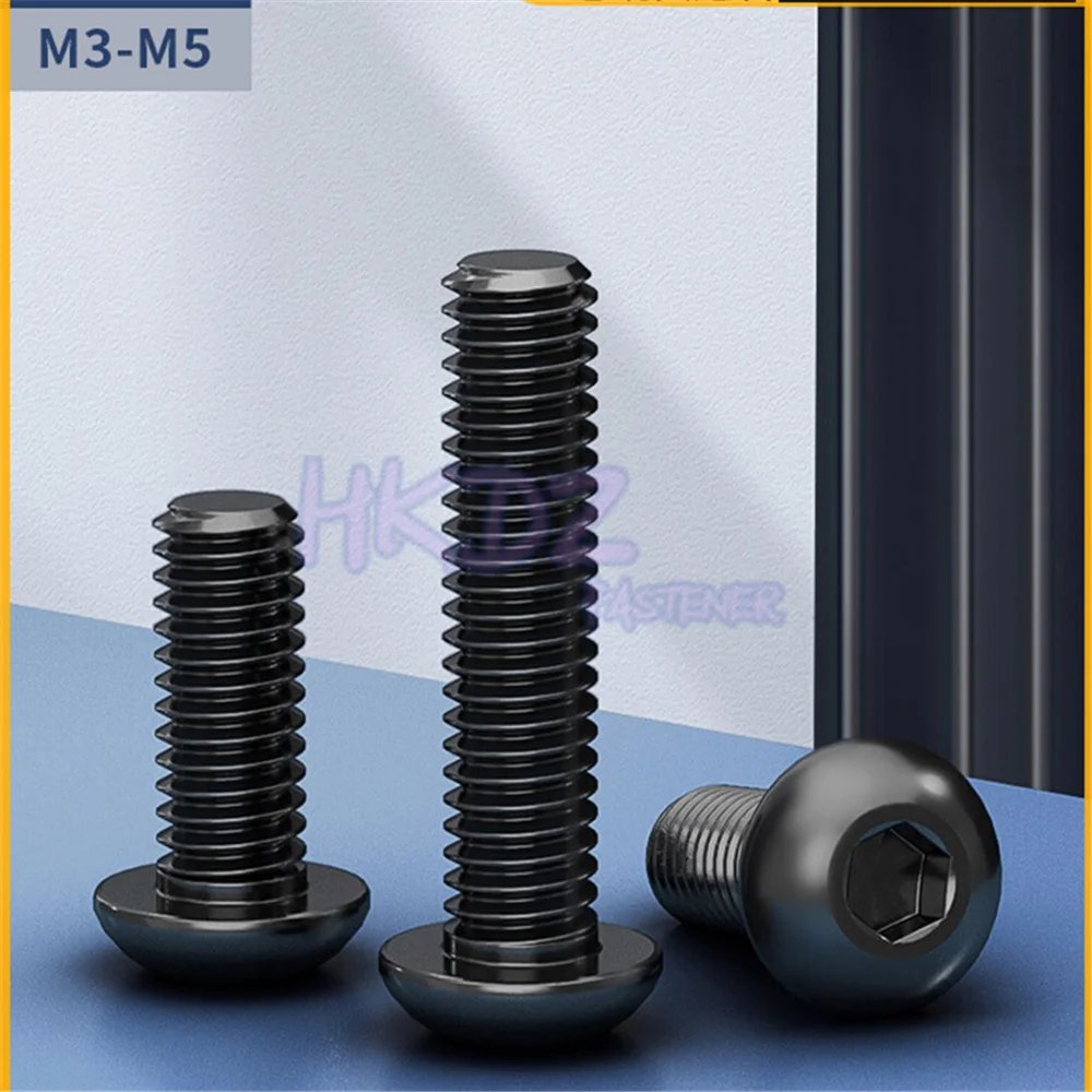 304 Stainless Steel Hex Hexagon Socket Pan Round Button Head Screw M3 M4 M5 DIN7380 Black Round Head Hex Head Screw