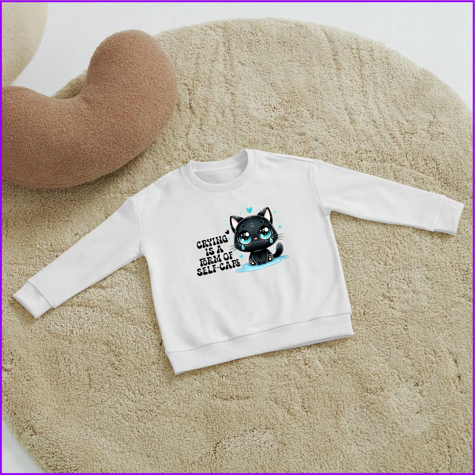 Crying Is A Form Of Self Care Cat Sja1332 Kids Boys Girls Hoodies Sweatshirts Children'S Baby Clothes Hoodies Clothing Sweatshir