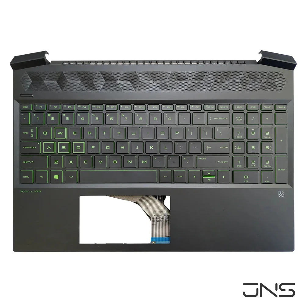 NEW Laptop US Keyboard Palmrest Cover FOR HP Pavilion 15-EC Backlit Green Keys