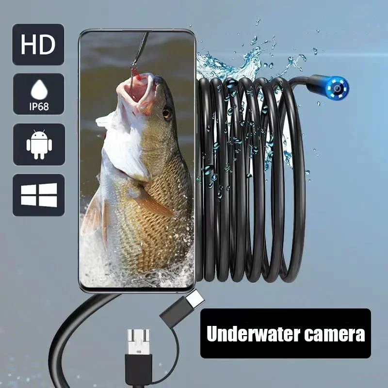 1200P Fast Zoom Endoscope Camera 9mm Probe 8LED Light HD camera for Android Windows Type-C USB Port Underwater Inspection Camera