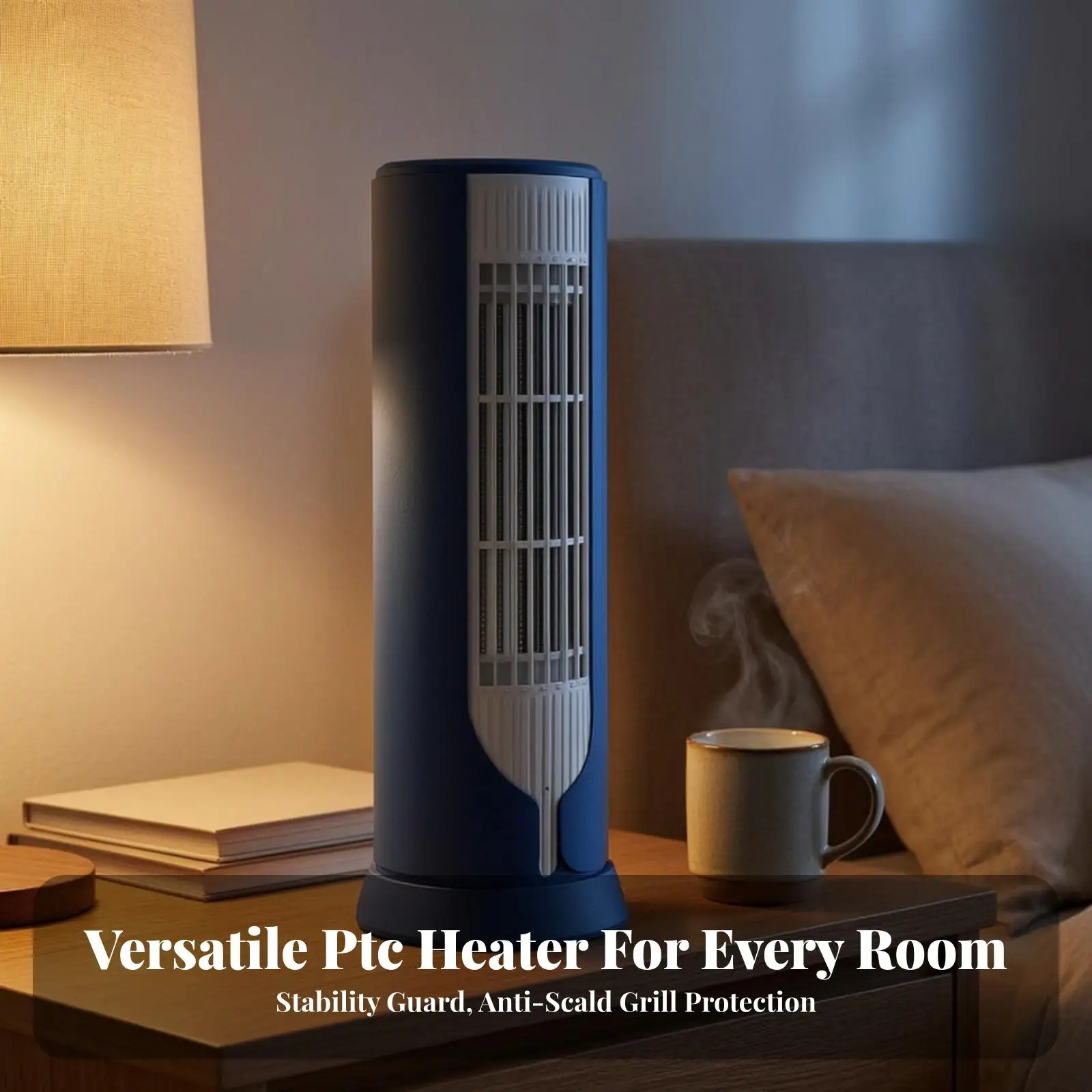 Low Noise Electric Heater Fan Compact Stable Base Anti Scald Front for Desktop Use