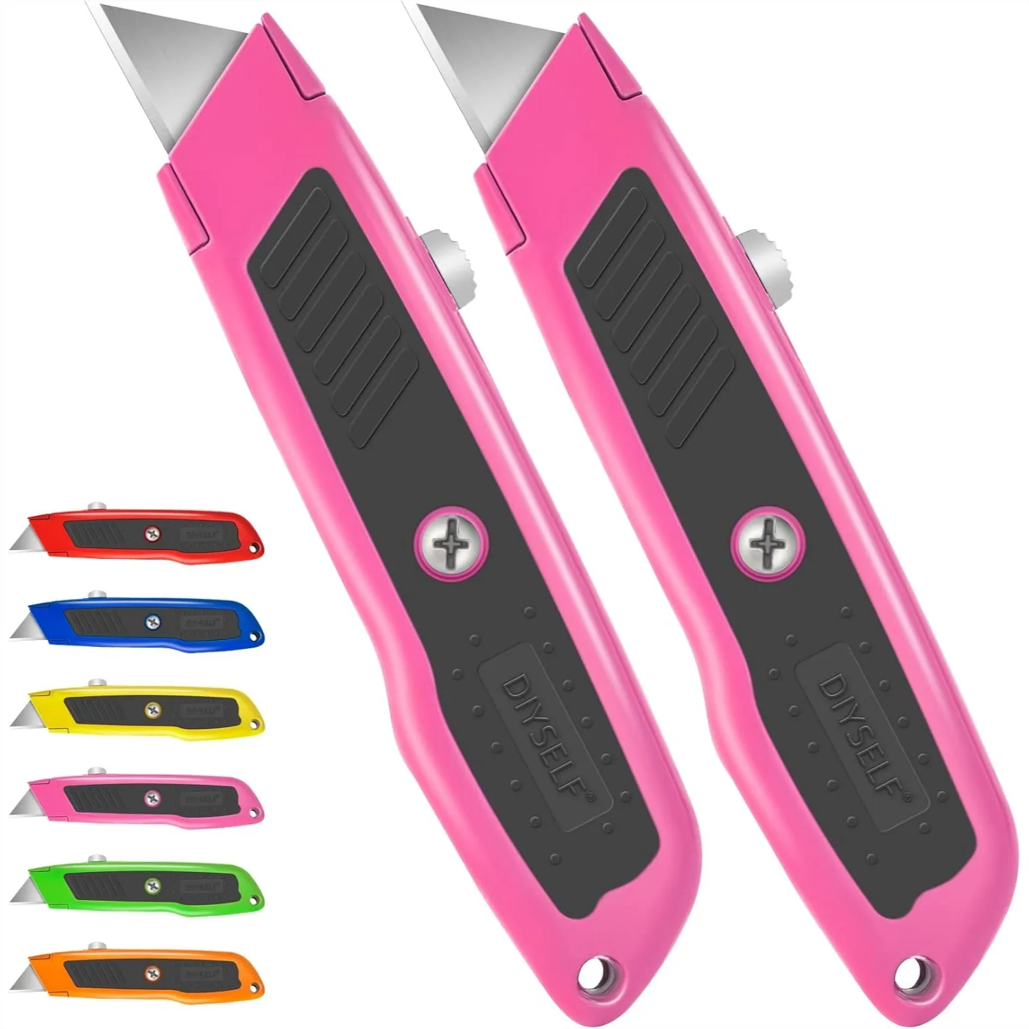 

2 Pack Box Cutter Retractable Heavy Duty Utility Knife, Ergonomic Razor Knife for Warehouse Office Package Cardboard