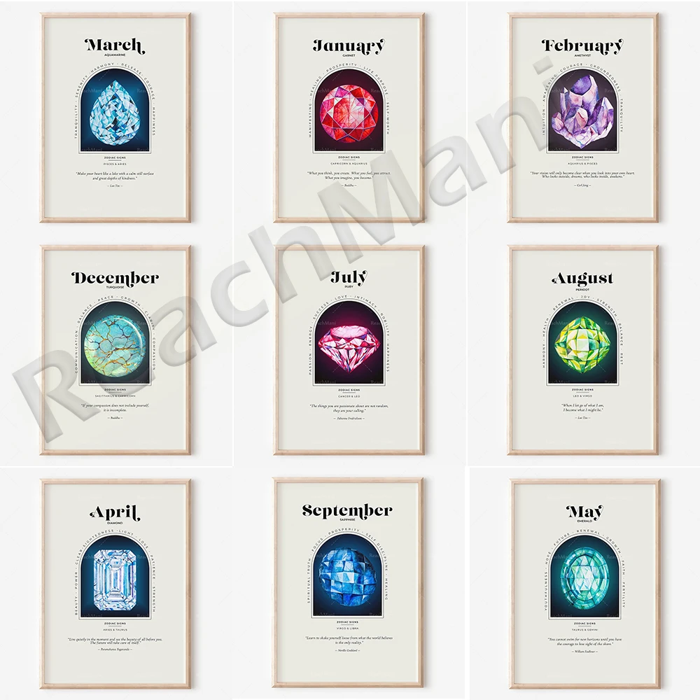 December birthstone meaning, horoscope gemstone, watercolor diamond poster, healing crystal, inspirational spell, affirmation