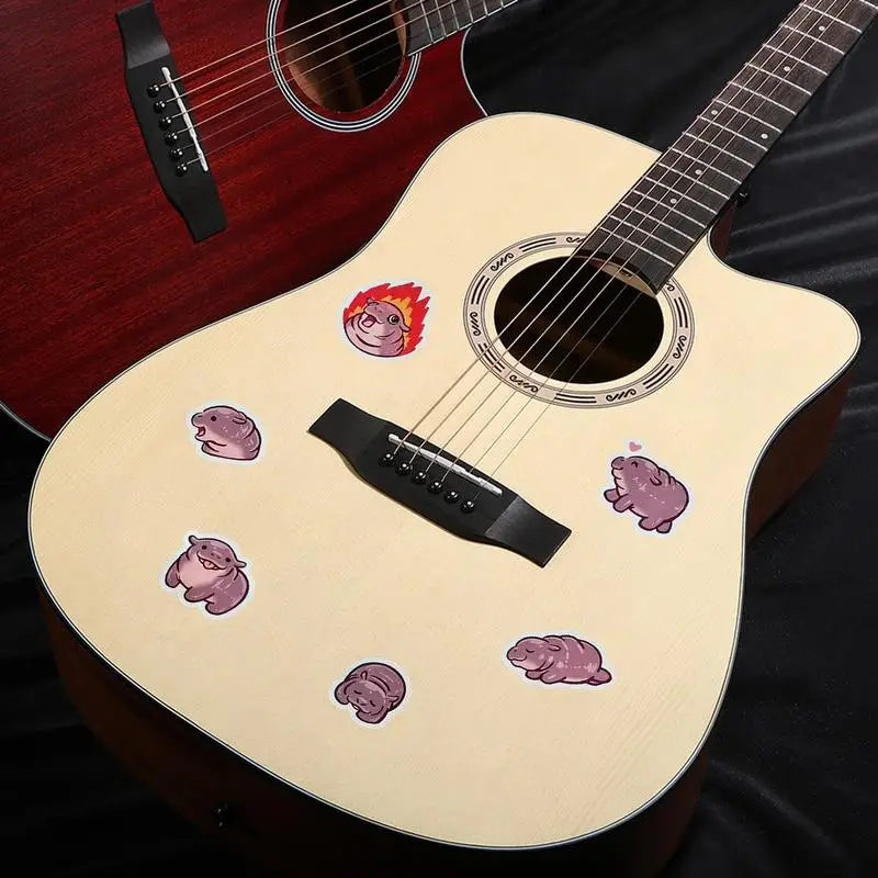 Наклейки «Бегемот», 2X наклейка на гитару, мультяшные наклейки для ноутбука, гитары, мотоцикла, скейтборда, багажа, телефона для детей, подростков, дня рождения