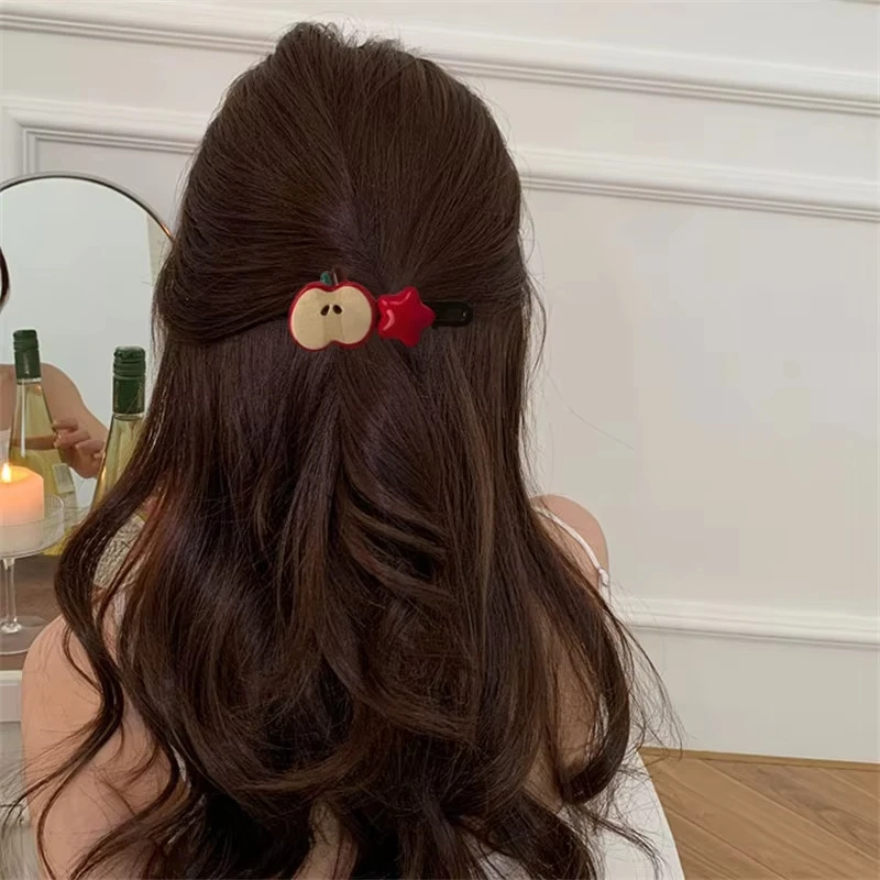 2/4 قطعة مشبك شعر الفتيات الكرتون أبل ستار منقار البط مشبك شعر لطيف الجبين رئيس الجانب الانفجارات دبوس الشعر الأطفال غطاء الرأس #3