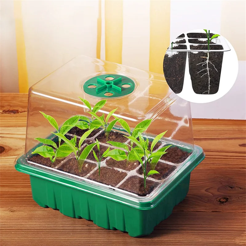 New 12 Hole Seedling Trays Tools Seed Starter Pots Plant Flower Grow Box Propagation for Gardening Grow Starting Germination Box