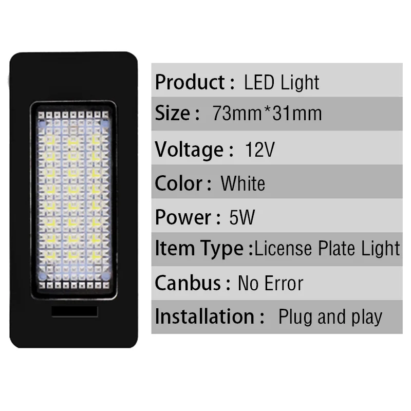 Luz LED para matrícula de coche, accesorio para VW Golf Mk6 Mk7 Plus Jetta MK6 Passat B6 B7 Polo Touareg Mk2 Tiguan Touran Sharan, 2 piezas