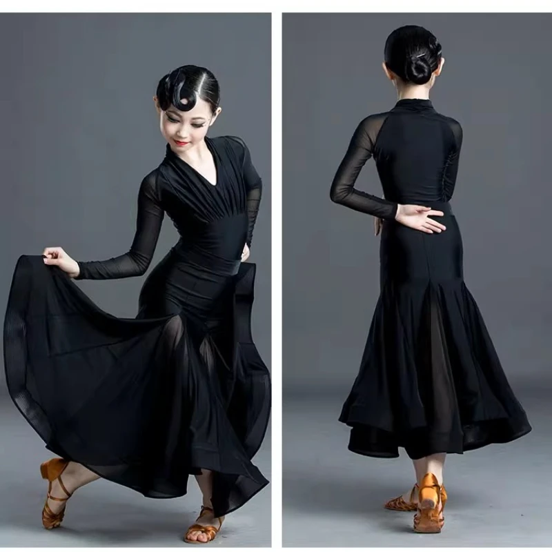 

Национальный стандарт, современные детские и взрослые соревнования, новый стиль, одежда для вальса, танцевальная одежда, тренировочная одежда, женское высококачественное платье с большой юбкой