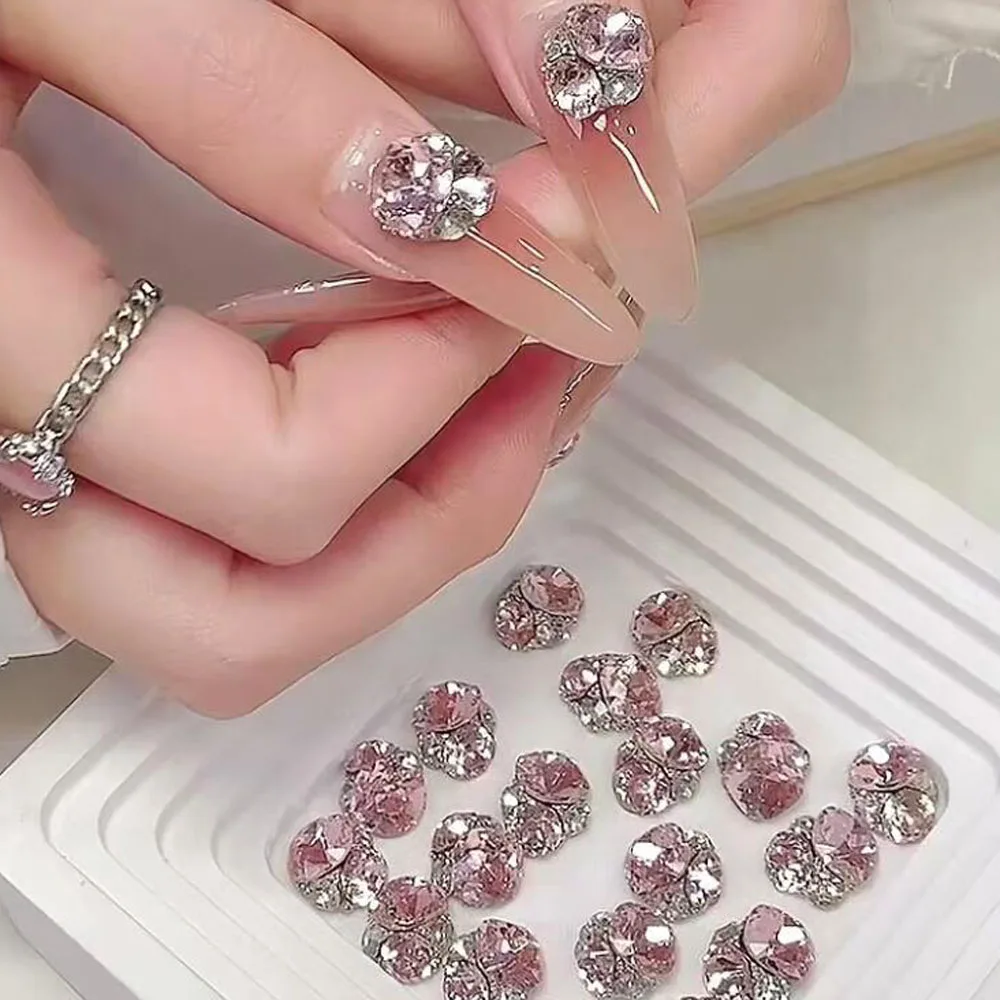 10 PZ 3D Rosa Mucchio Diamante per Unghie Art Bling Ovale Cristallo di Vetro Strass DlY NAIL Accessori di Lusso San Valentino Nail Design