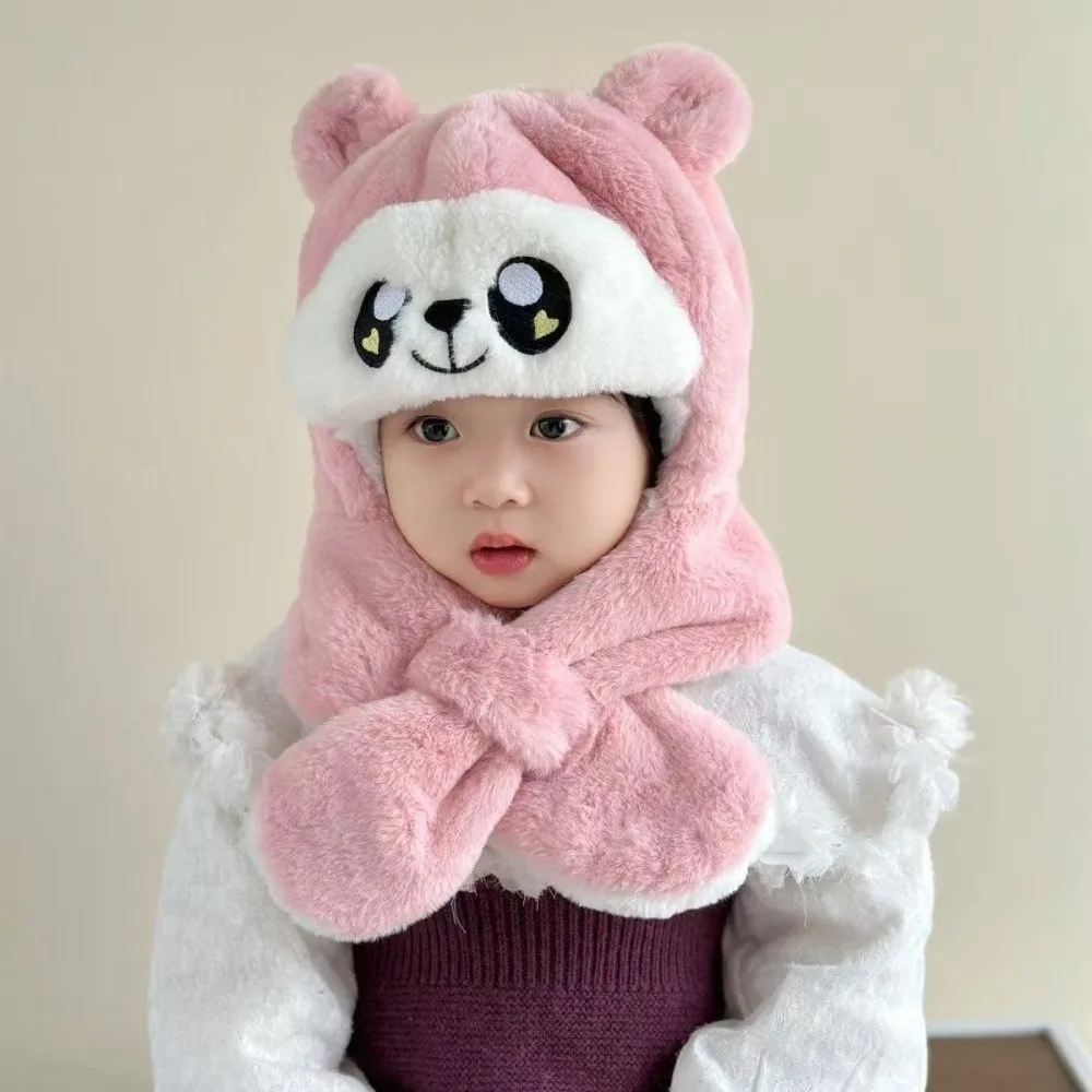 Windproof One-Piece Hat Scarf Windproof Thick Warm Winter Hat Scarf Neck Protection Cold Proof Hooded Scarf for Kids