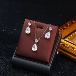 Fashion Ladies Bridal Wedding Jewelry AAA Cube Zirconia Necklace Earrings Set