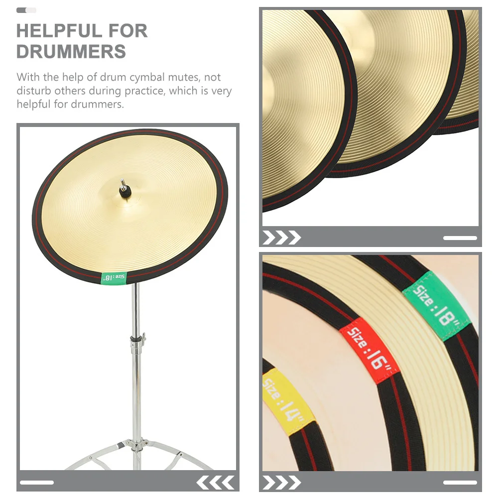

4Pcs Drum Cymbal Mute Belts Elastic Circles Set 14 16 18 20 Reduce Noise Drum Practice Dampeners Cymbal Practice