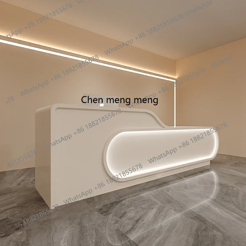 Simple, curved, bar paint company reception, hotel office checkout page
