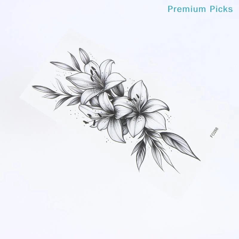 portable1 Sheet Flower Temporary Tattoo,Lasts To 15 Days Waterproof Semi Permanent Sticker,For Women's Holiday Parties