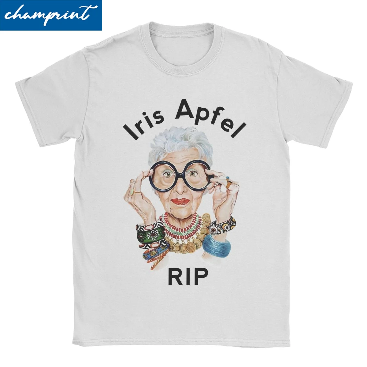 Funny Iris Apfel RIP T-Shirt Men Women's O Neck 100% Cotton T Shirt Music Short Sleeve Tees Plus Size Clothes