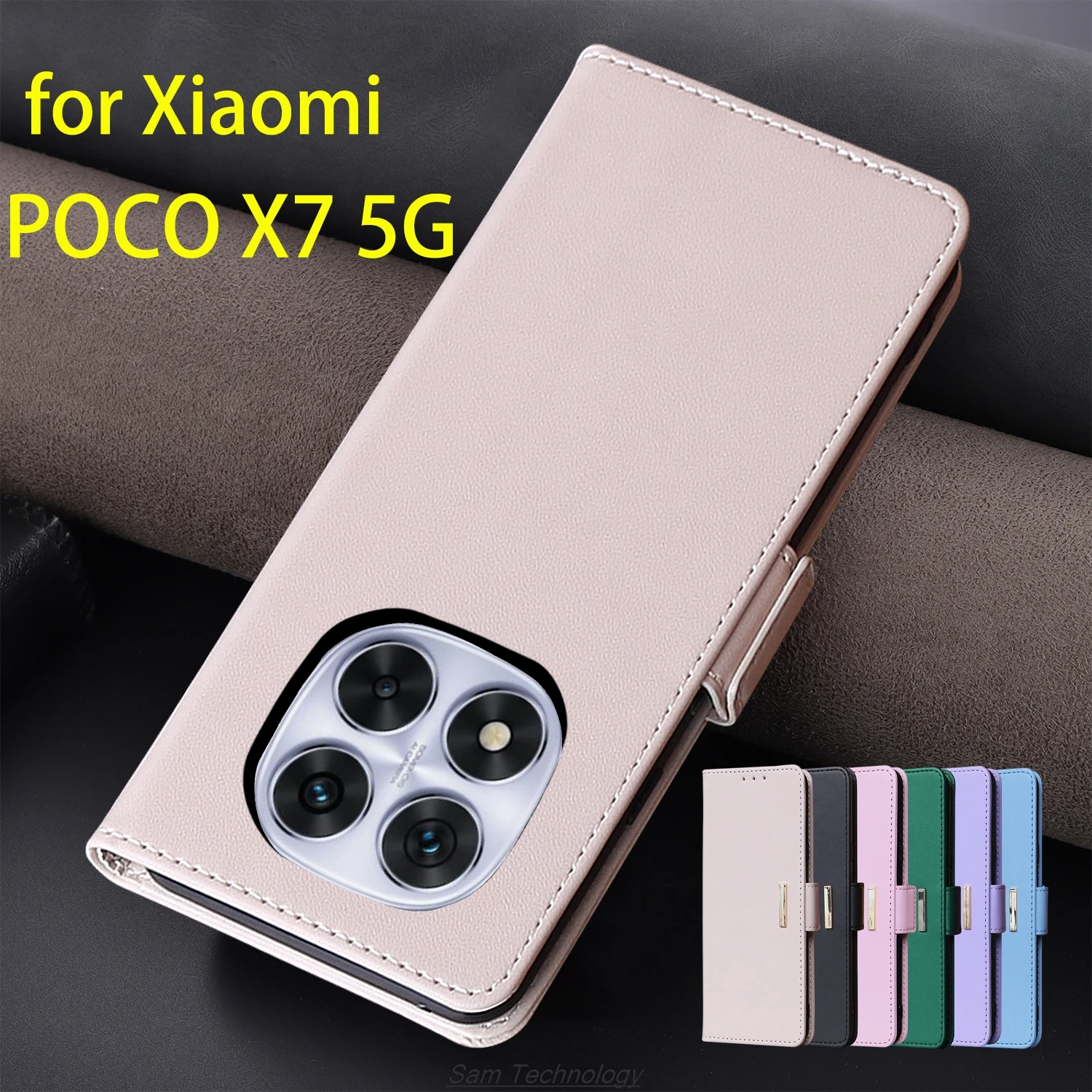 

Кожаный чехол с магнитной пряжкой для Xiaomi POCOPHONE POCO X7 5G, кошелек с RFID-блокировкой, откидная крышка, женский простой чехол Capa Fundas Coque