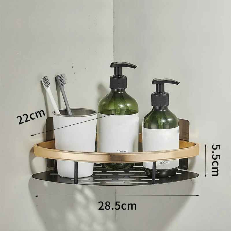 Estante de baño de aleación de aluminio para champú, organizador de almacenamiento de maquillaje, estante de ducha, accesorios de baño sin taladro, estante de esquina de pared