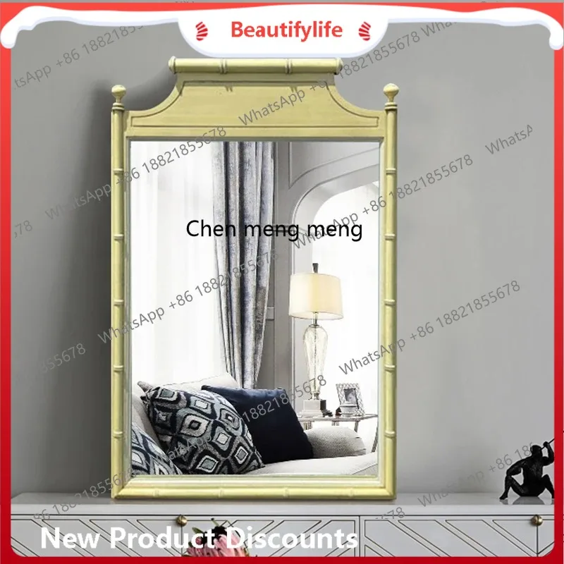 

B67 French upper wall bathroom mirror European bamboo vanity mirror Bedroom vanity mirror Chinese style