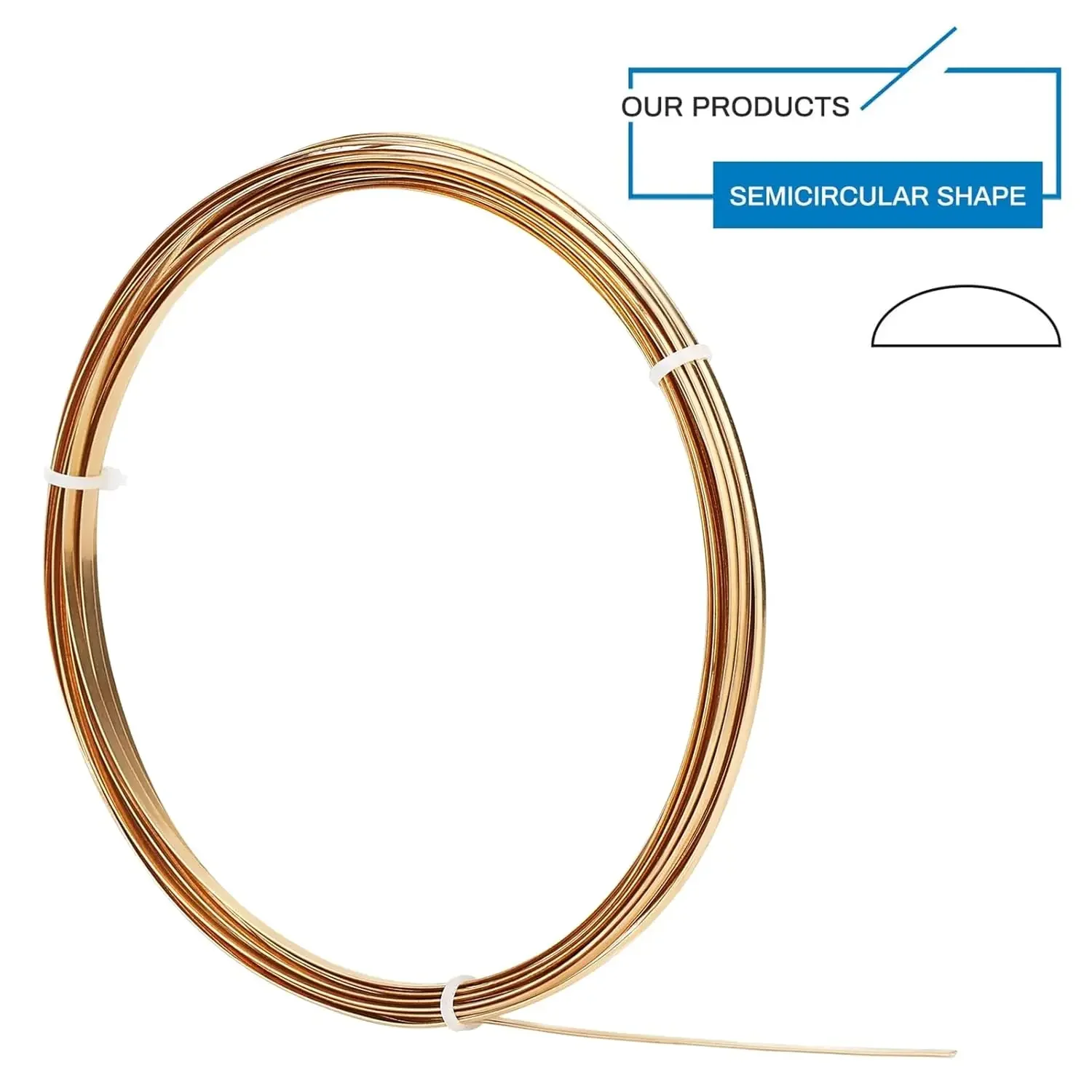 Half Round Copper Wire 3mm Wide Yellow Brass Wire for Jewelry Beading Craft Work