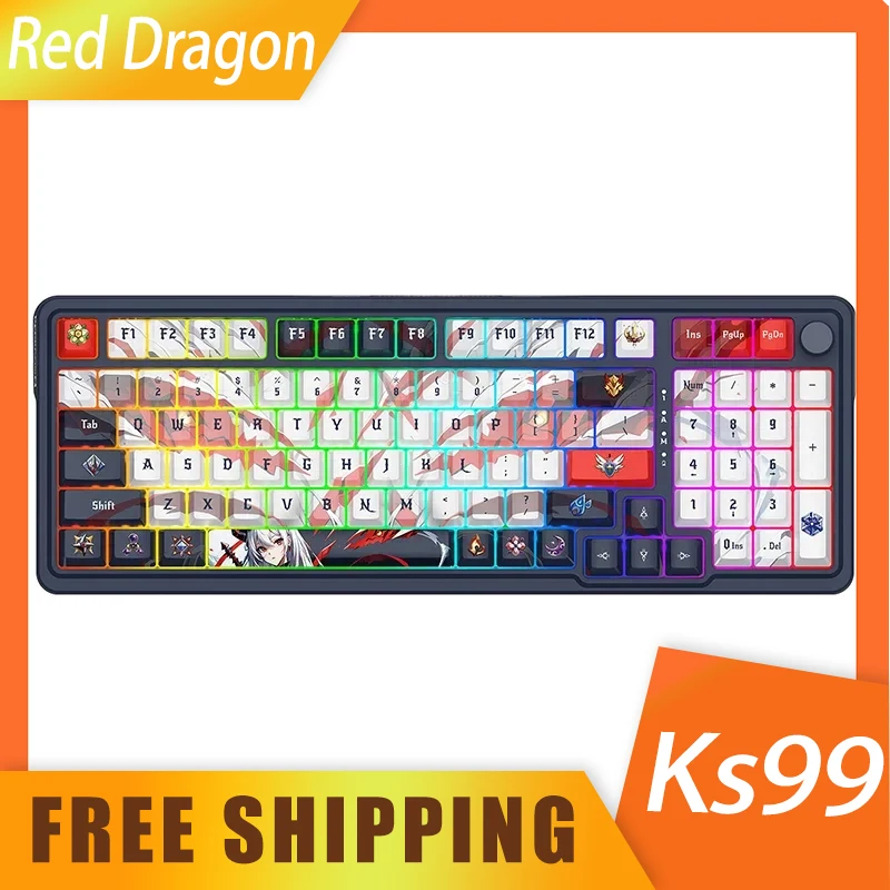 

Red Dragon Ks99 Mechanical Keyboard 3mode Customization Wireless Rgb Hot Swap Keyboard Gasket Light 98 Keys Gamer Keyboards Gift