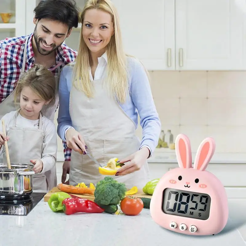 Digital Timer Funny Rabbit Shape LCD Digital Countdown Timer Magnetic Desk Timer Electronic Kitchen Timer For Cooking Baking