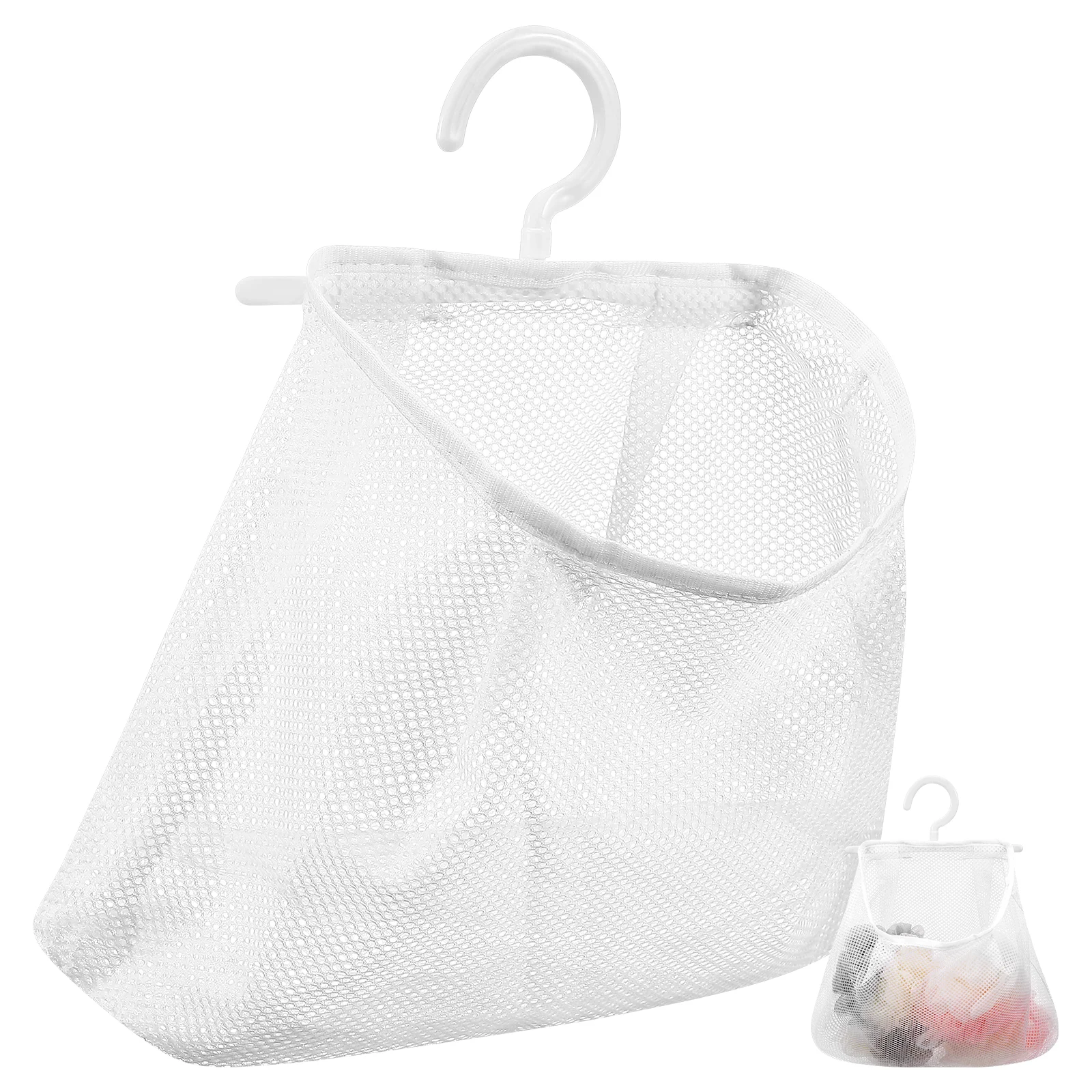 Mesh Laundry Bag Holder Storage Organizer Bags for Traveling Breathable Hanging Wall White