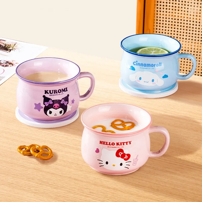 

Hello Kitty Cinnamoroll Anime Sanrio Ins Ceramic Mug Cute Cartoon Kawaii Kuromi Breakfast Milk Water Cup Gifts Toys for Kids