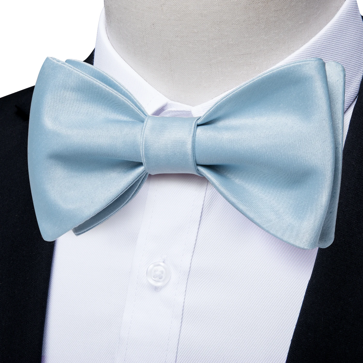 

Silk Men's Bowties Fashion Baby Blue Self-tie Bow Ties Groom Wedding Office Butterfly Knots Hanky Cufflinks For Man Accessory